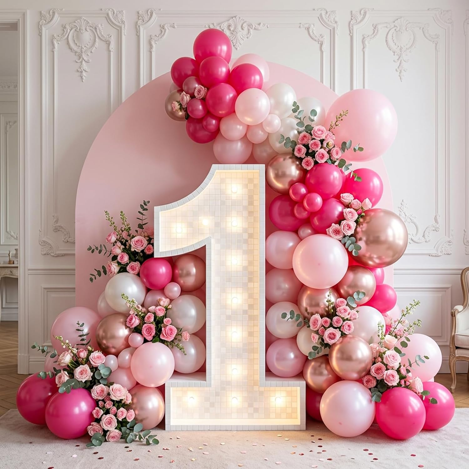 RUBFAC Balloon Garland Kit - 129pcs Latex Balloons in Baby Pink & Hot Pink | Perfect for Birthdays, Weddings, Baby Showers