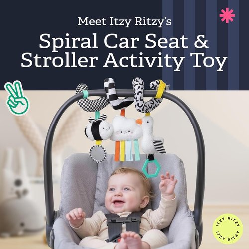 Itzy Ritzy Spiral Car Seat & Stroller Activity Toy - Engaging Hanging Toys with Mirror & Ribbons for Infants