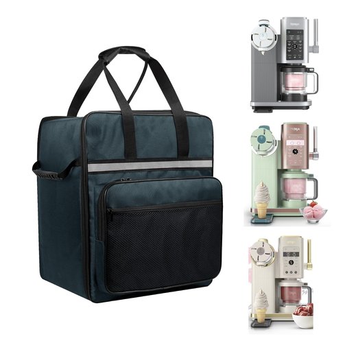 Carrying Bag Fit for Ninja CREAMi Scoop & Swirl Ice Cream NC701, Front-Opening Design for Easy Access, Soft Serve Maker Cover with Large Pocket,Frozen Sorbet Maker Bag for Outdoor Travel and Storage