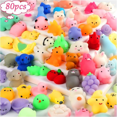 Mochi Squishy Toys by Kawaii | 80-Pack Mini Fidget Toys for Kids - Perfect Party Favors & Gifts