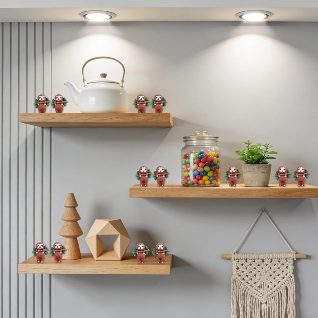 Skiennix Sloth Gifts - 30 Set Emotional Support Mini Resin Animals with Positive Cards | Perfect for Coworkers & Friends