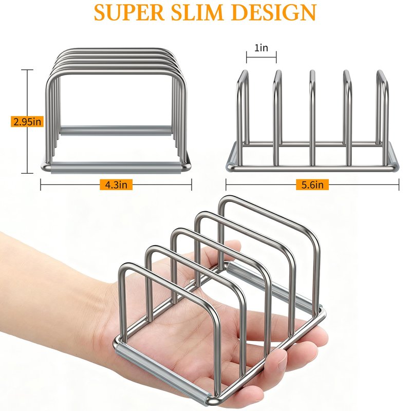 2-Pack Cutting Board Organizer, Cutting Board Holder Stand, Stainless Steel Baking Sheet Holder, Cutting Board Storage Rack with 4 slots for Baking Sheet and Cookie Sheet,1.0+1.2 Inch Width Slots