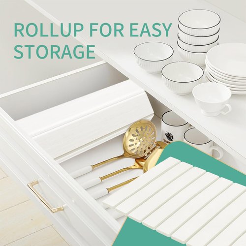 Stone Drying Mat for Kitchen Counter, Collapsible Dish Drying Mat, Fast Drying Diatomaceous Earth Dish Drying Mats, Water Absorbent Diatomite Kitchen Mat (white, small)