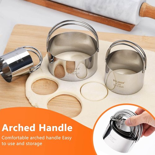 HULISEN Stainless Steel Biscuit Cutter Set - Durable Pastry Scraper & Dough Blender | Ergonomic Grip, 3 Pcs