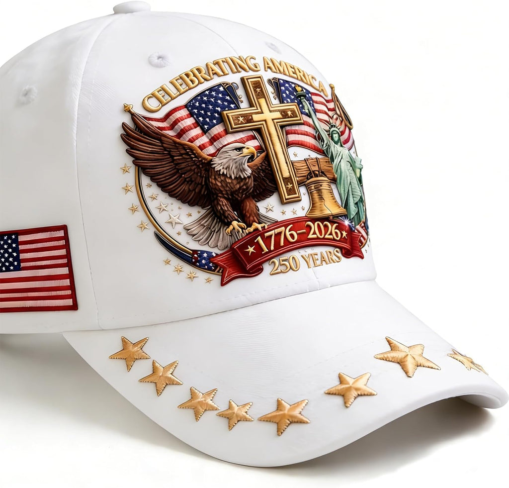 Skiennix 250th Anniversary USA Hat - Eagle Liberty Cross Design | Adjustable Baseball Cap for All