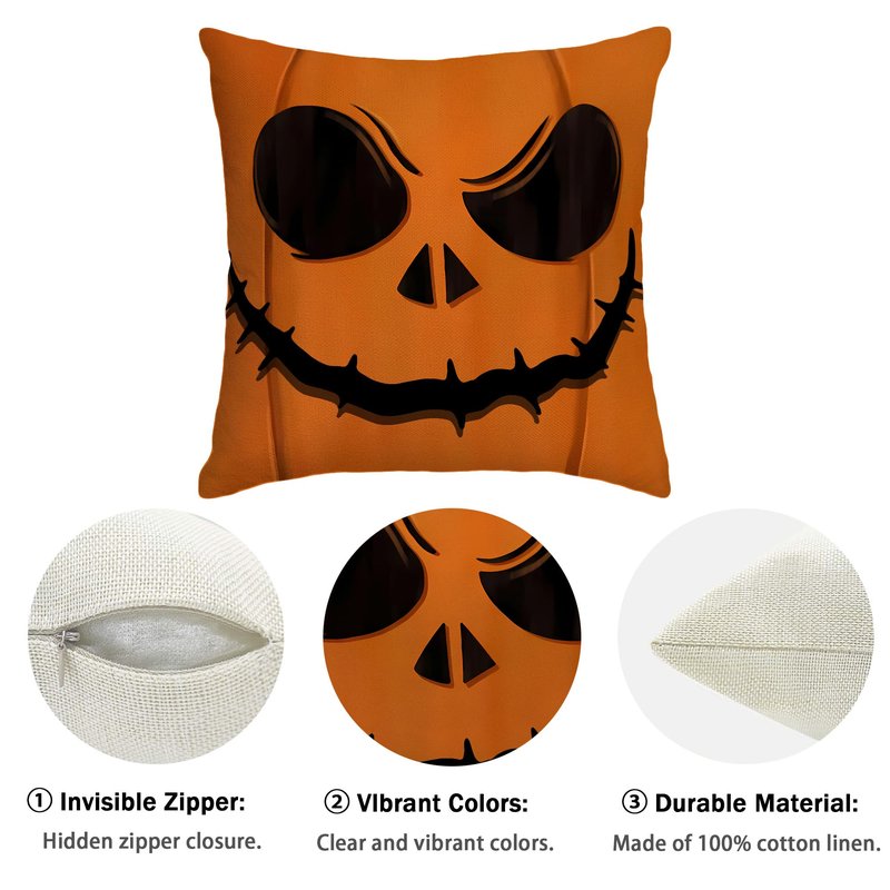 Yarcooly Halloween Pillow Covers Jack O Lantern Throw Pillow Case Spooky Face Mummy Black Cat Fran.kens-tein Decor Halloween Decorations for Home Party