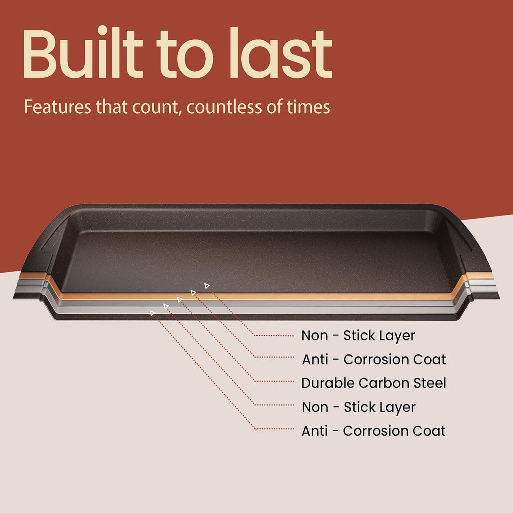 **Brown Marble Cookie Sheet Set by [Brand Name] - Nonstick Carbon Steel Pan & Cooling Rack | Oven Safe Up to 450°F**