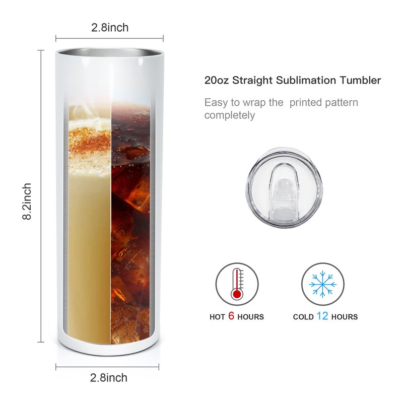 AGH 8 Pack Sublimation Tumblers Glow in the Dark,20 oz Double Wall Vacuum Insulated Luminous Skinny Tumbler with Straw and Lid for Cold and Hot Drinks,White to Blue and White to Green