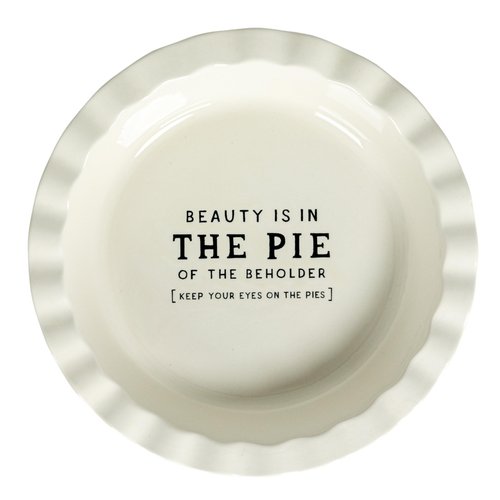 Creative Co-Op, White Round Stoneware Pie Dish, Medium