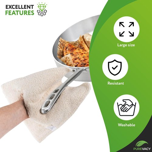 PUREVACY Terry Cloth Pot Holders for Kitchen, 9 x 12 Inches. Pack of 12 Industrial Pot Holders Heat Resistant Up to 460F (238°C). Large Hot Pads for Kitchen