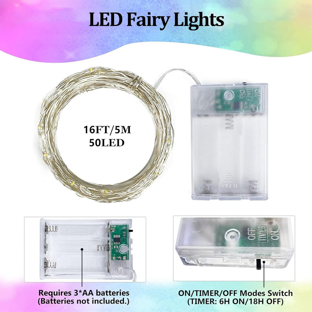 Skiennix 50 LED Fairy Lights - Waterproof Starry String Lights with Timer | 16FT for Indoor/Outdoor Use