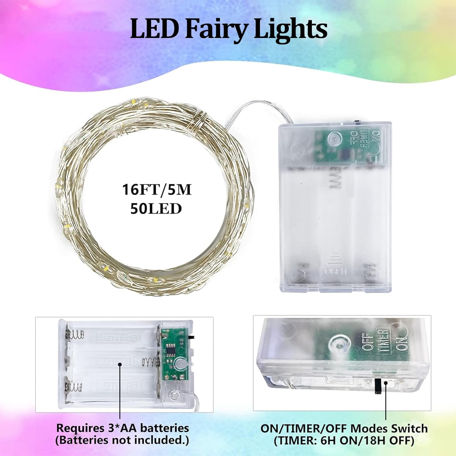 Skiennix 50 LED Fairy Lights - Waterproof Starry String Lights with Timer | 16FT for Indoor/Outdoor Use