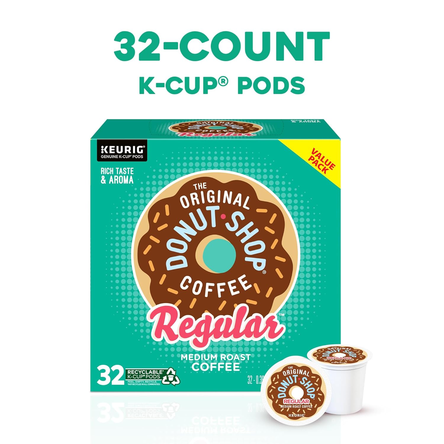 Original Donut Shop K-Cup Pods - Medium Roast Coffee, Single-Serve, 32 Count