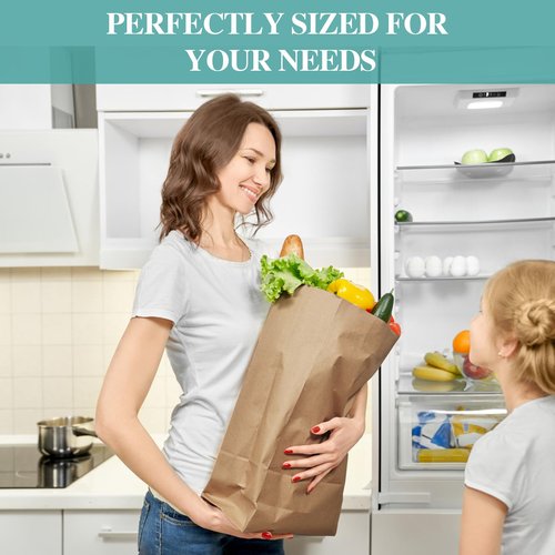 MUCHII 57 LB 50 Count Kraft Paper Bags, Large Brown Paper Grocery Bags for Storage, Shopping
