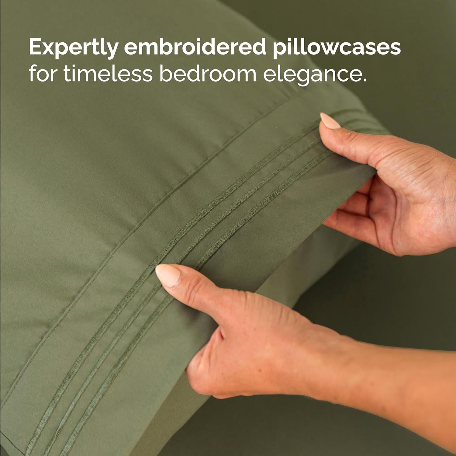 Skiennix Twin Size 3-Piece Sheet Set - Comfy Cooling Bed Sheets - Soft, Wrinkle-Free, Deep Pockets - Sage Green