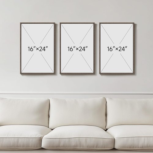 Framed Neutral Abstract Wall Art - 3 Piece Earth Tones Rustic Canvas Prints for Living Room | 16x24 Inch