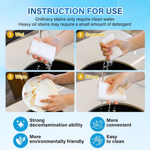 Magic Sponges | 30 Pack Melamine Cleaning Erasers - 2X Density Foam Pads for Kitchen & Bathroom