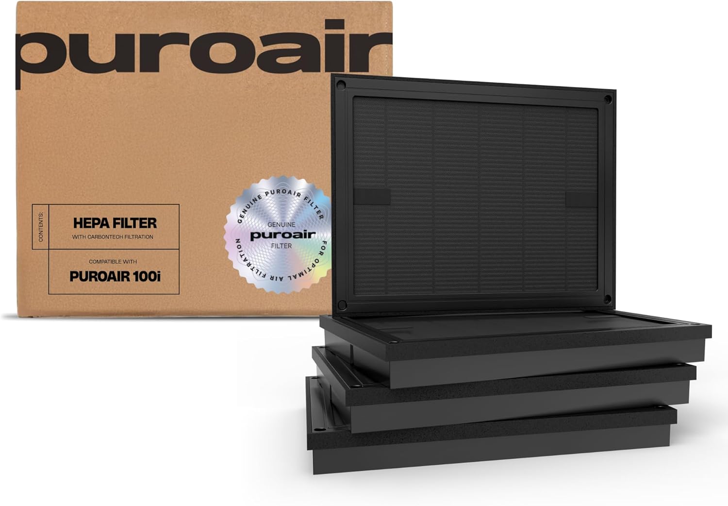 PuroAir 100i Replacement HEPA Air Filter - 99.9% Pollen & Dust Removal | 4-Pack CarbonTech Filters
