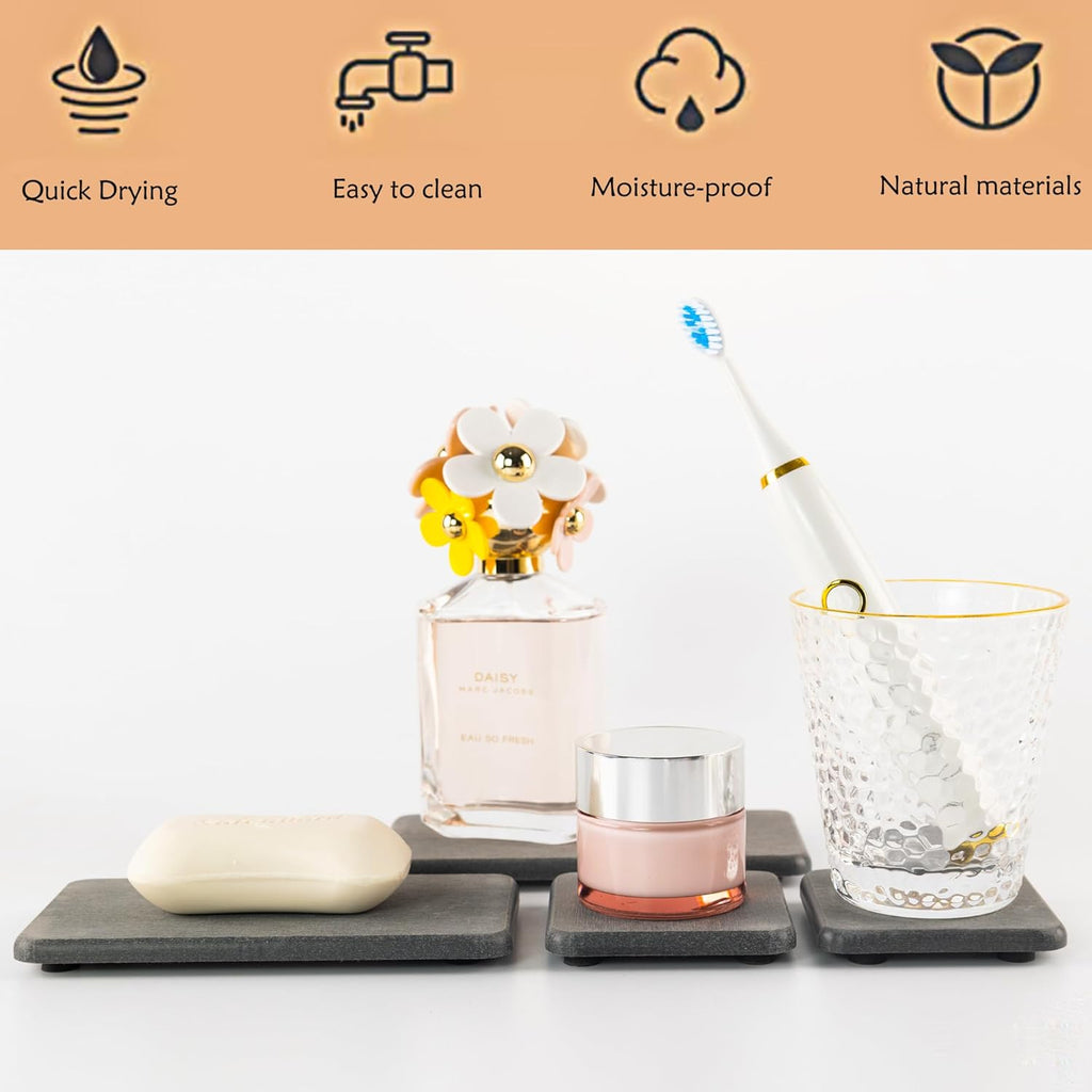 NiuYichee Diatomite Coasters - Set of 4 Water Absorbent Kitchen & Bathroom Trays | Modern Home Decor