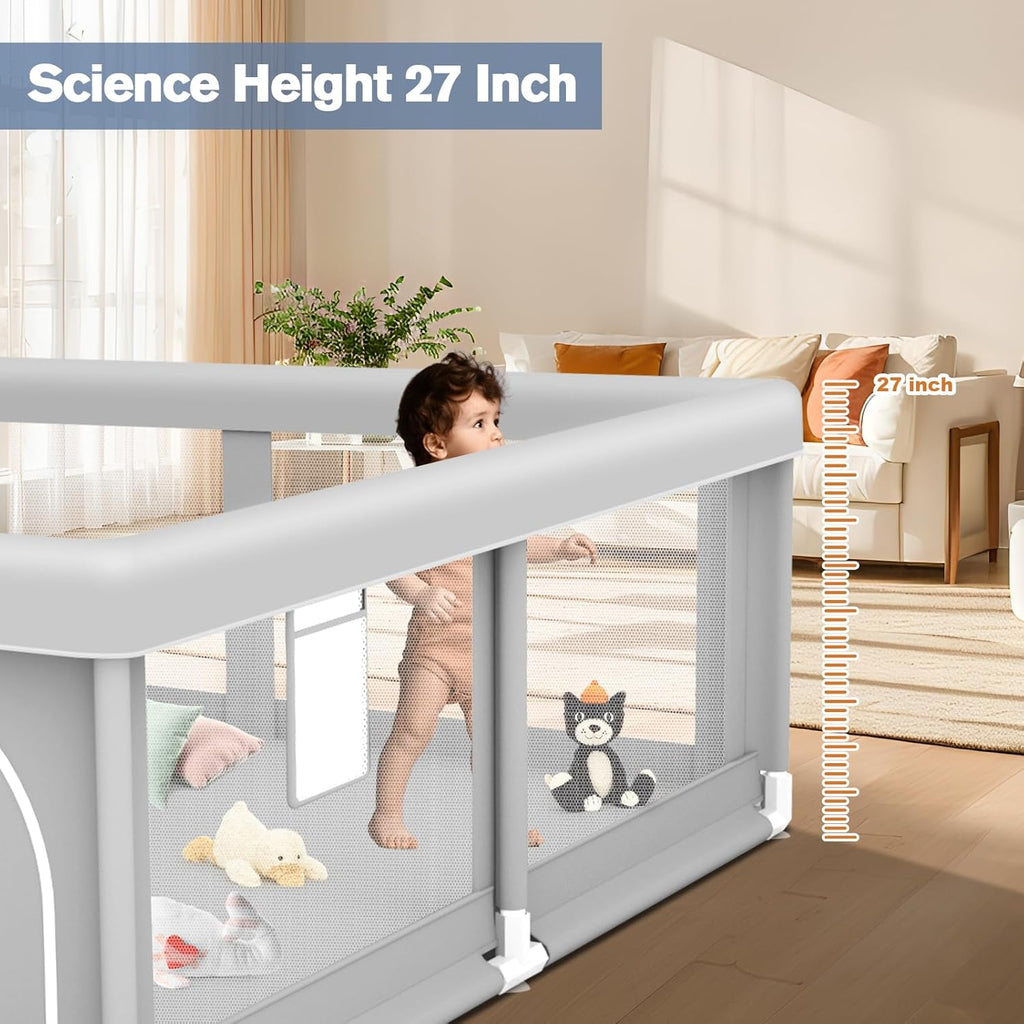Regine Switzerland Baby Playpen - Sturdy 50 x 50 Inch Indoor & Outdoor Safety Play Yard with Soft Mesh