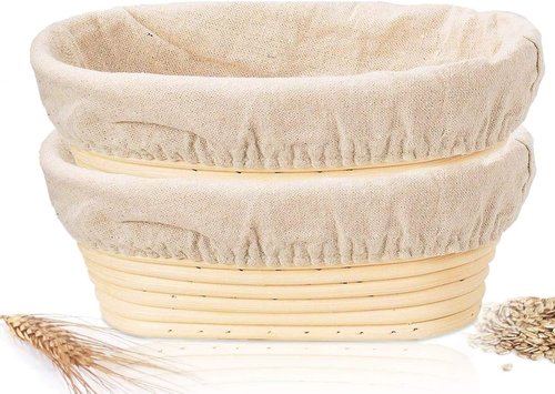 Banneton 10-Inch Oval Bread Proofing Basket - 2 Pack for Sourdough Baking & Fermentation Tools