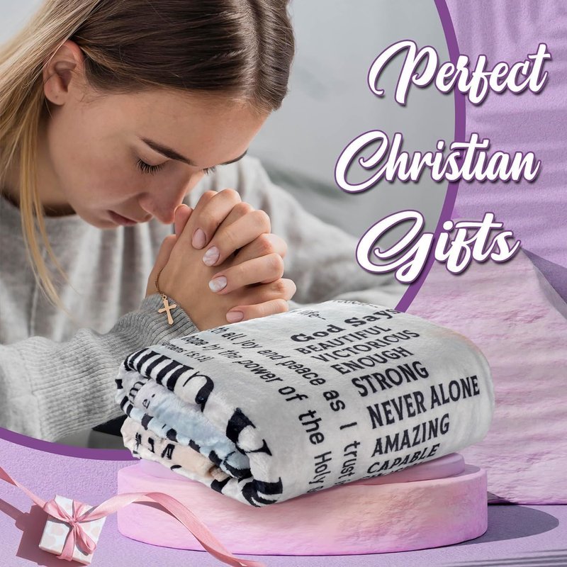 ZORKET Christian Blanket Gifts for Women Men, Religious Blanket with Bible Verse 60"x50", Scripture Blankets, Catholic Spiritual Gifts, Faith Based Gifts