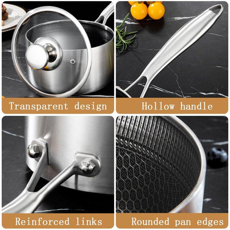 Steamer for Cooking, 1.5 Quart Saucepan with Steamer Basket, 18/8 Tri-ply Construction Stainless Steel Steamer Pot, Sauce pan with Lid 2-tier for Cooking Vegetables, Seafood, Soups, Stews and Pasta