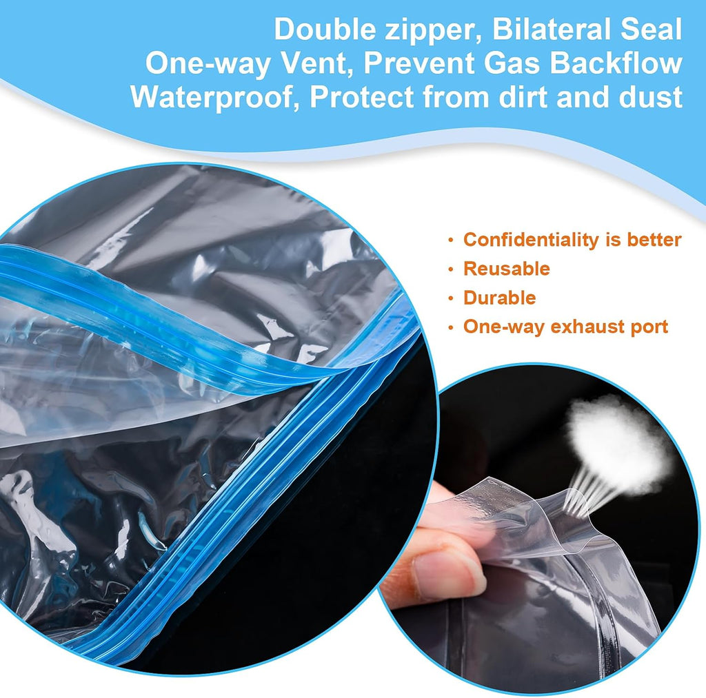 Skiennix Compression Bags - 10 PCS Space Saver Bags for Travel | No Vacuum Needed, 3 Sizes for Clothing Storage