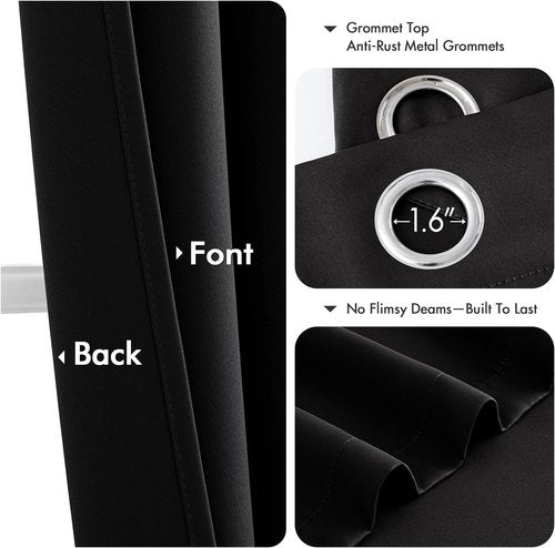 MIULEE Blackout Curtains - Thermal Insulated Room Darkening Drapes | 63-Inch Grommet Top Panels for Bedroom & Living Room