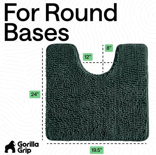 Gorilla Grip Plush Chenille Bath Rug Mat - Soft Microfiber, Machine Washable, Hunter Color, Oval Toilet Base