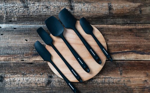 KITCHENLOVE Premium Silicone Spatula Set - 600°F Heat Resistant, Non-Stick, 5 Pieces - BPA Free (Black)