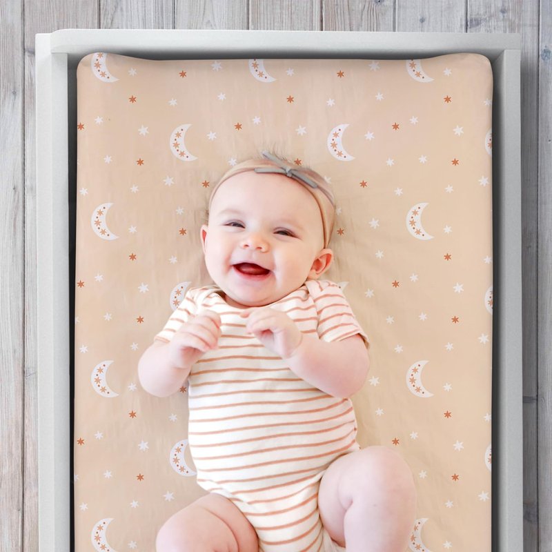 The Peanutshell Baby Girl or Boy Changing Pad Covers Set of 3 - Ultra Soft Pad Cover - Fits Standard Changing Table Pads, Durable, Machine Washable Sheets - Boho Rainbow