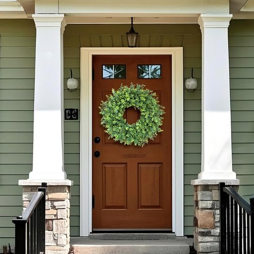 Boxwood Wreath - 26" Large Artificial Greenery for Front Door & Porch | All-Season Home Decor