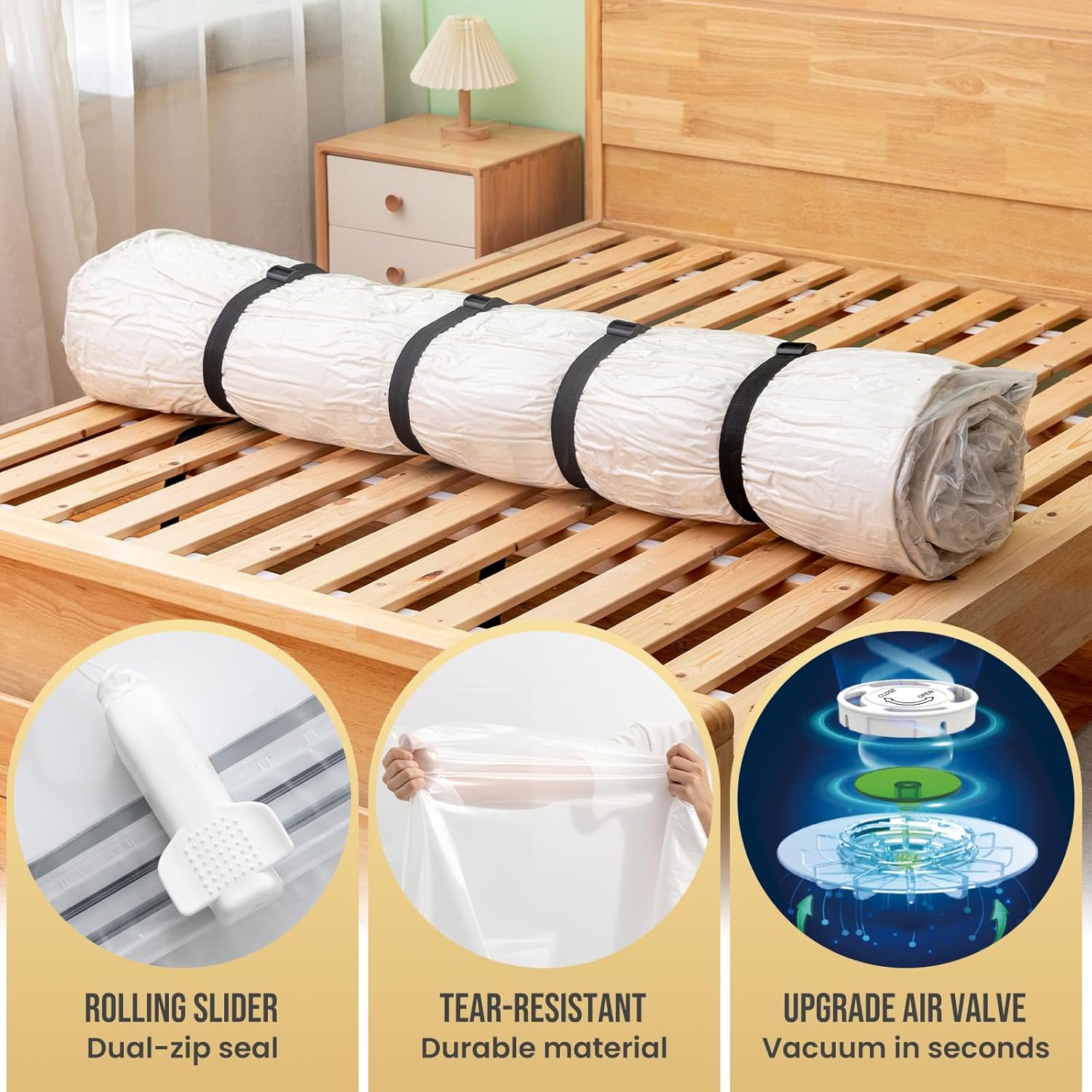 TAILI Mattress Vacuum Storage Bag - King/California King Size with 4 Straps for Easy Moving & Transport