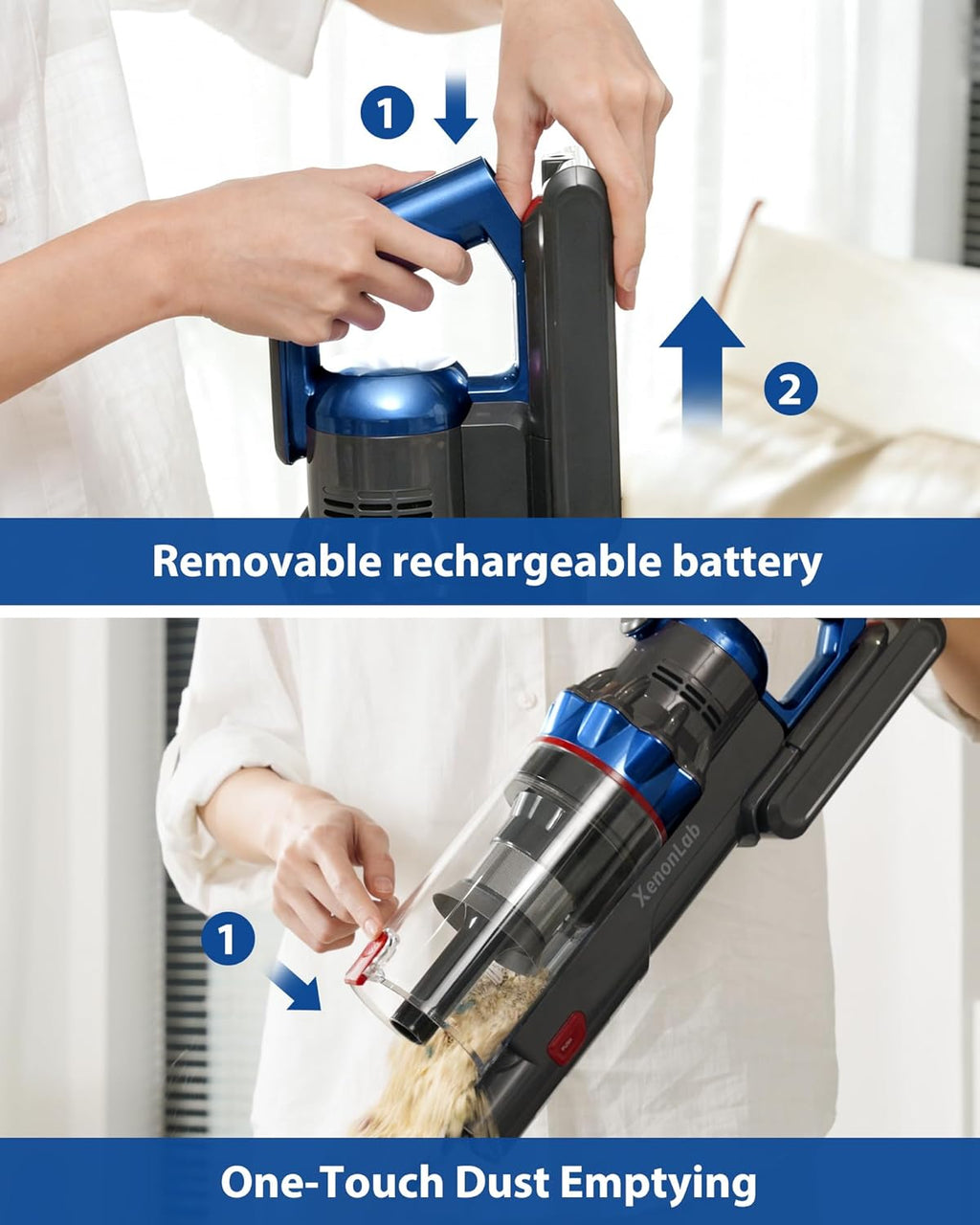 Skiennix Cordless Vacuum Cleaner - 75 Minutes Runtime, 55KPa Suction Power | Lightweight & Rechargeable for Home Use