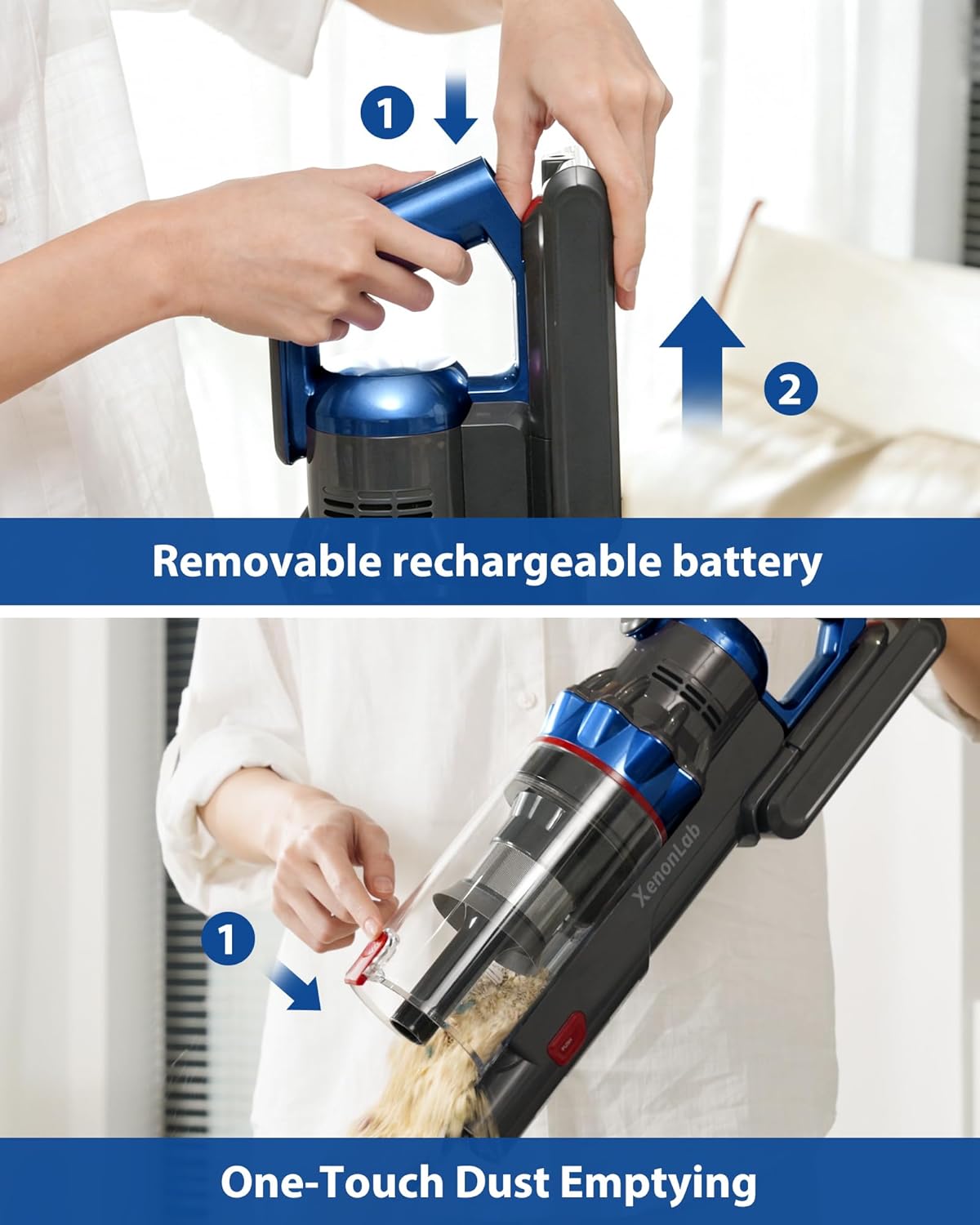 Skiennix Cordless Vacuum Cleaner - 75 Minutes Runtime, 55KPa Suction Power | Lightweight & Rechargeable for Home Use