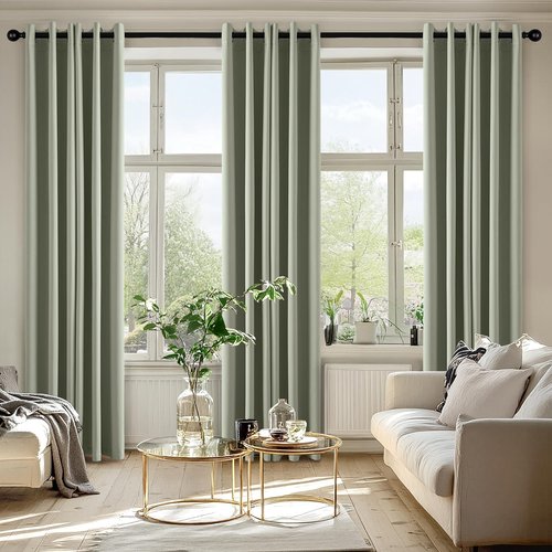 MIULEE Sage Green Blackout Curtains - Thermal Insulated Room Darkening Drapes | 86-Inch Length, 2 Panels