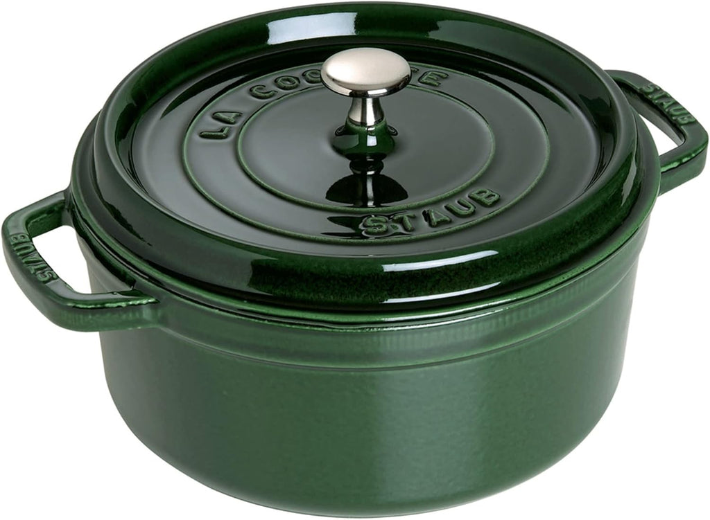 Staub 5.5 Quart Round Cocotte - Elegant Basil Color for Perfect Cooking & Serving