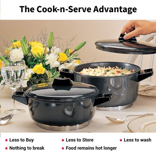 Hawkins Futura 6 Litre Cook n Serve Bowl, Hard Anodised Saucepan with Hard Anodised Lid, Sauce Pan for Cooking and Serving, Black (ACB60) (Aluminium)