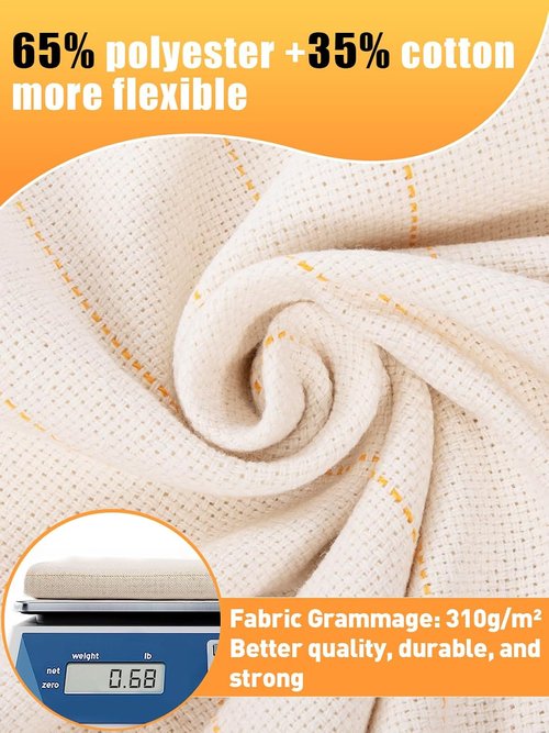 Monk's Cloth 40" x 40" Overlocking Tufting Fabric - Marked Lines for DIY Rug Punch Needle Projects