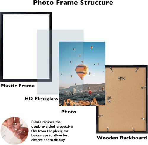 JCJMY 12x14 Black Picture Frame - Versatile Wall Mounting for Horizontal or Vertical Display