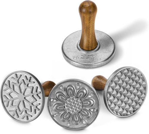 HULISEN Cookie Stamps Set - Metal Cookie Press Molds with Wooden Handle for Easy DIY Baking | Gift-Ready