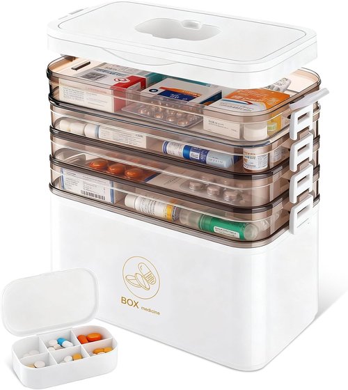 5-Tier Medicine Organizer by [Brand Name] - Portable All-Purpose Medical Cabinet with Handle | 12 x 7 x 12.2 Inch