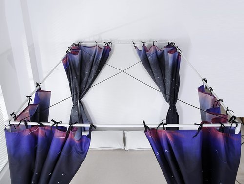 Mengersi Canopy Bed Curtains for Adults Galaxy Pattern Bed Drapes Bedroom Decoration Accessories (King, Black)