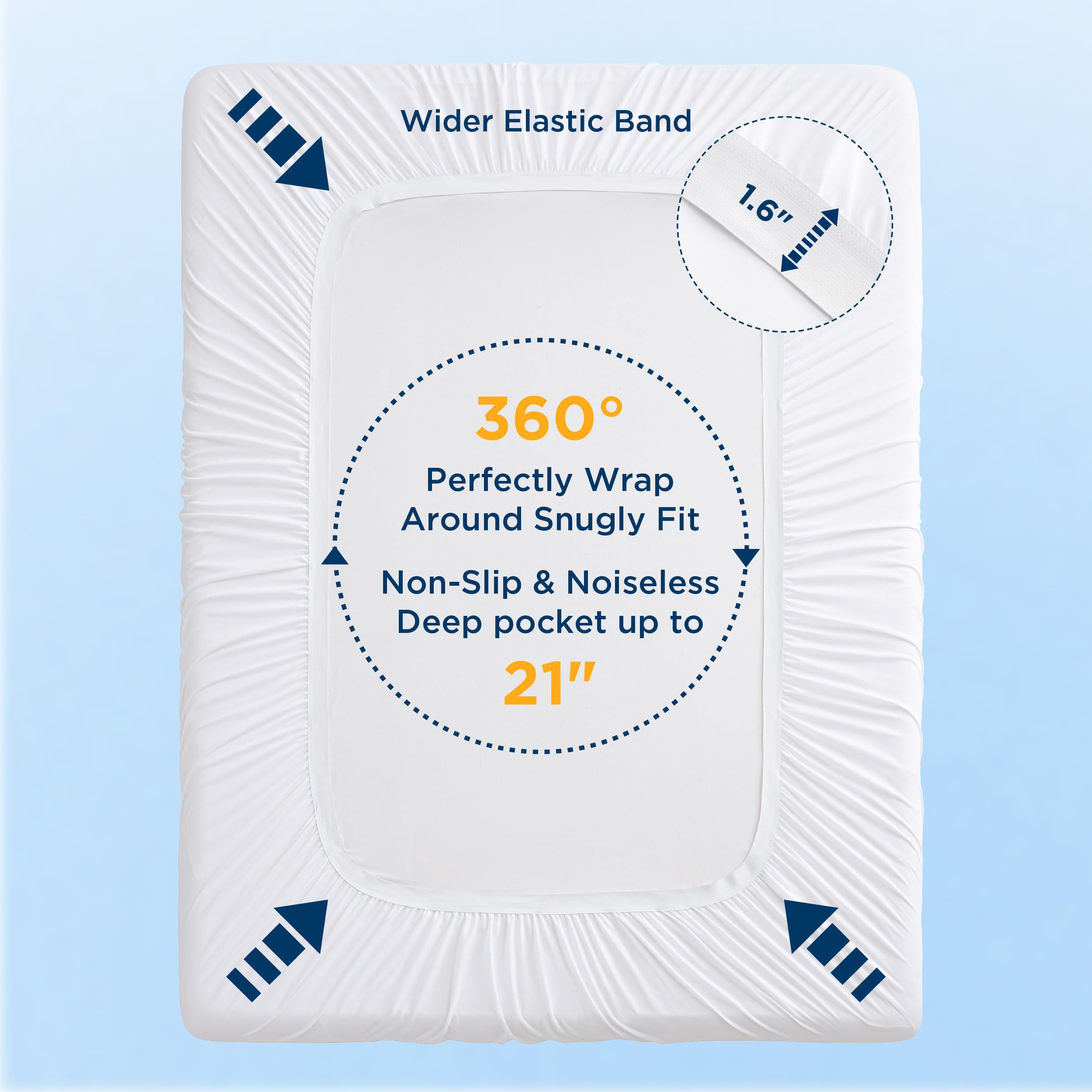 Bedsure Waterproof Mattress Protector Queen - Noiseless Soft Fluffy Queen Size Mattress Pad, Washable Quilted Cooling Topper with 8-21 Inches Deep Pocket, Breathable Bed Cover, White