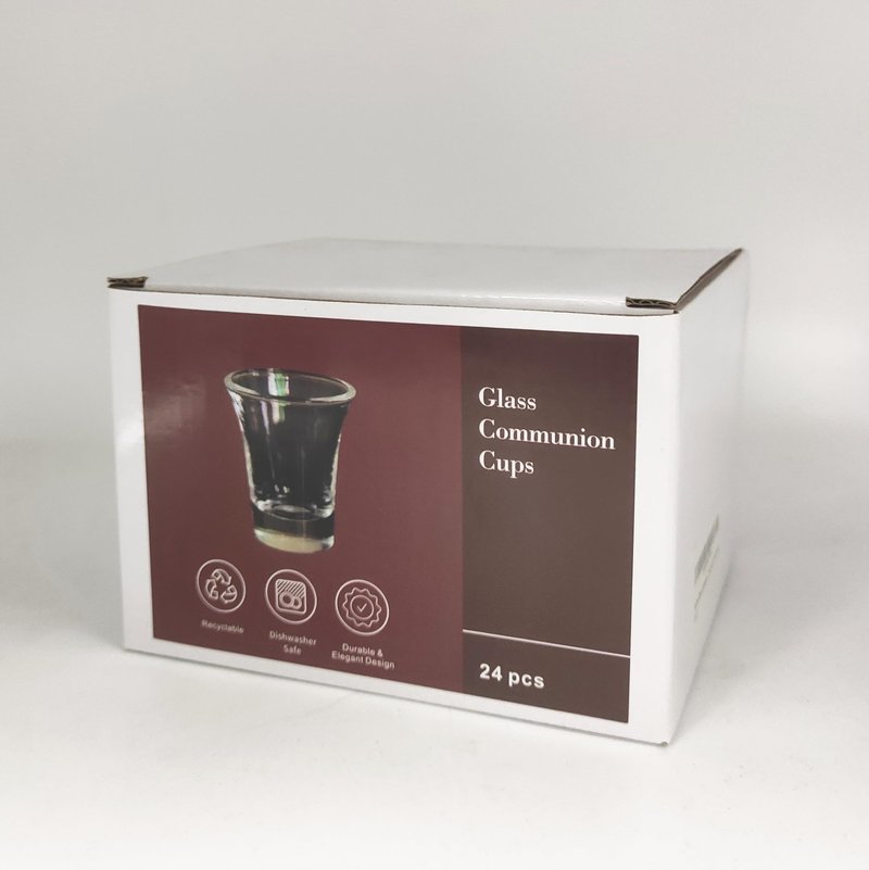 SruiSwei Glass Communion Cups Fits Standard Communion Trays,Box of 24 Count,1.5" High,10ML Glasses Communion Cup With Thick Base,Communion Glass Cups for Church Service,Glasses Communion