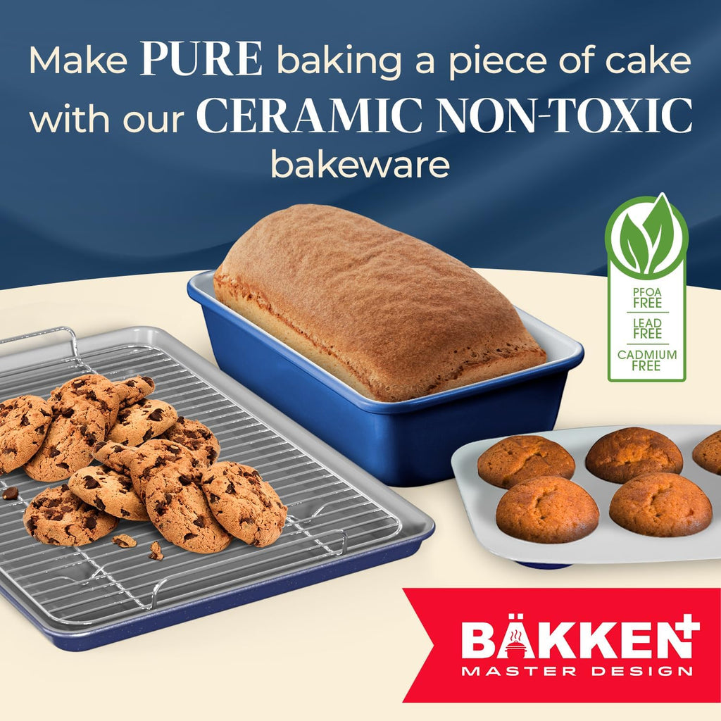 Premium Non-Stick Ceramic Baking Sheet Pan - Aluminized Steel, PFOA & PFAS Free - Perfect for Baking & Roasting - Medium Size (15.5" x 10") - Blue