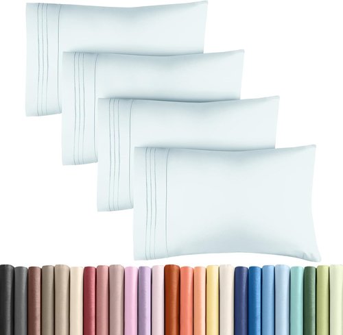 King Pillow Cases by [Brand Name] - Ultra Soft Hotel Quality Covers | Comfy, Wrinkle-Free & Fade Resistant - Ice Blue, Set of 4