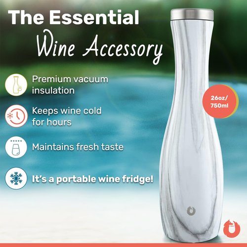Snowfox Wine Carafe, Insulated Stainless Steel and Non, Slip Silicone base, Stainless Steel 25, Ounce