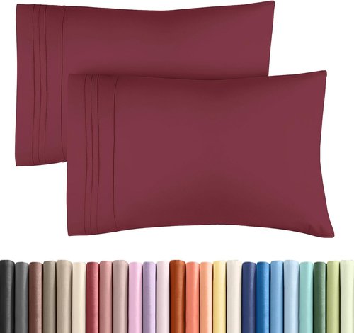 King Pillow Cases by Luxurious Home | Ultra Soft Hotel Quality - Wrinkle-Free, Stain Resistant - 2 Piece Set in Burgundy